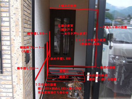 今回も介護改修　玄関の施工前